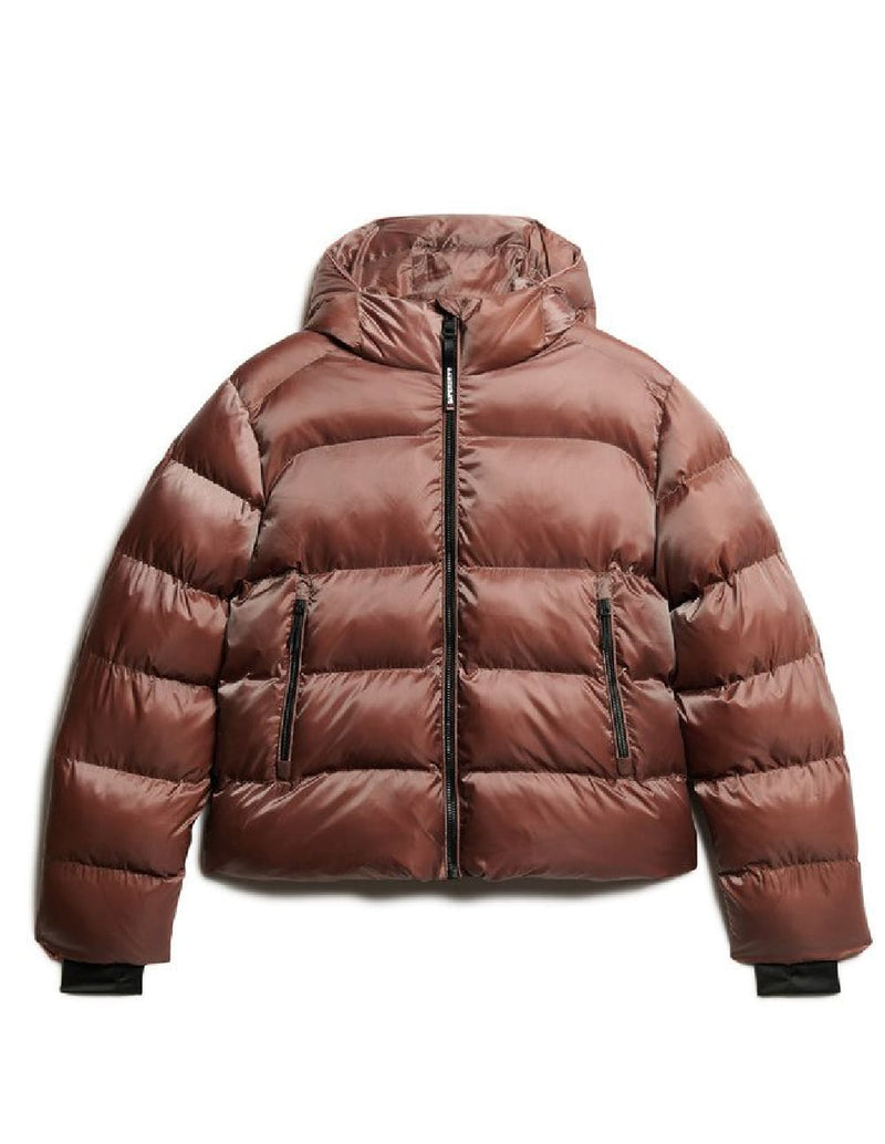 Plumas Superdry Luxe con Capucha Marrón Mujer