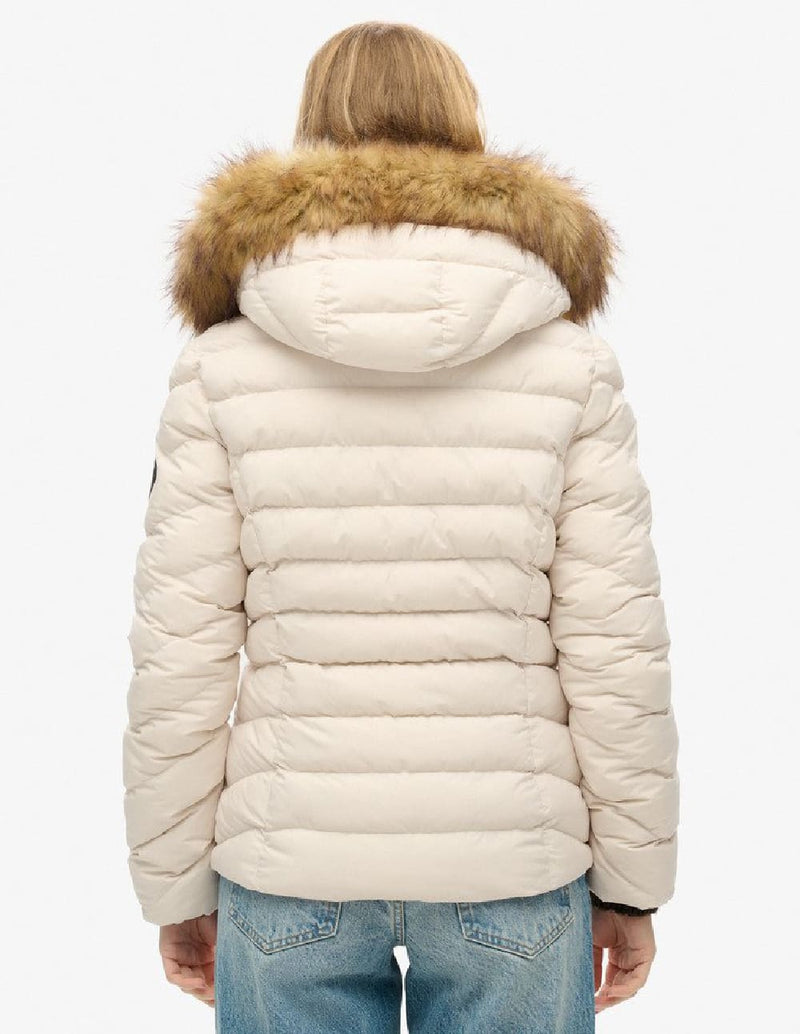 Chaqueta Acolchada Superdry con Capucha Beige Mujer