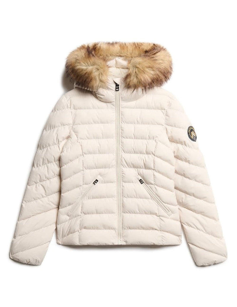 Chaqueta Acolchada Superdry con Capucha Beige Mujer