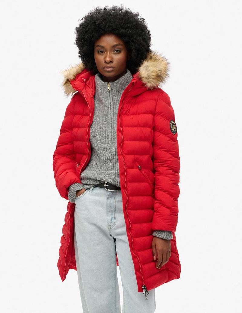 Parka Superdry Fuji Faux Fur Roja Mujer