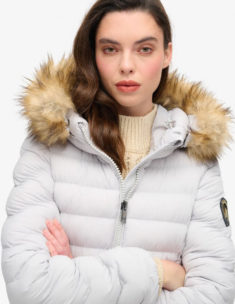 Parka Superdry Fuji Faux Fur Gris Mujer