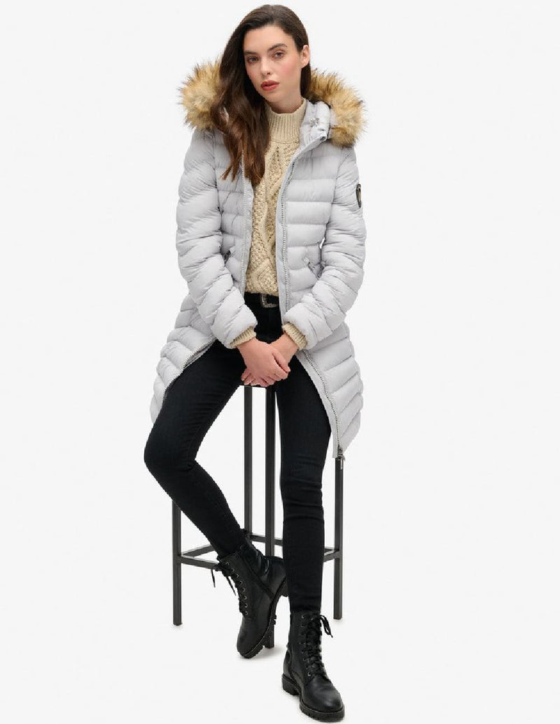 Parka Superdry Fuji Faux Fur Gris Mujer