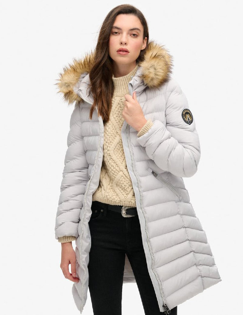 Parka Superdry Fuji Faux Fur Gris Mujer