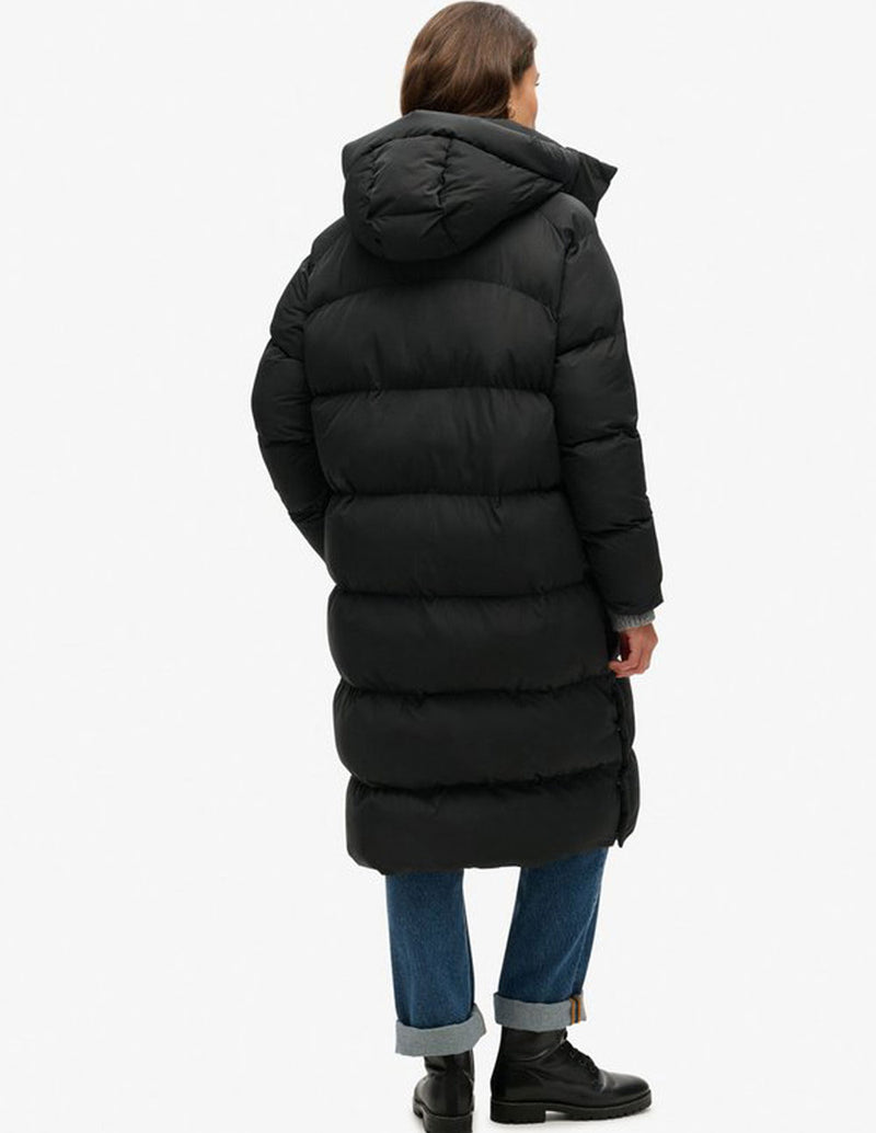 Abrigo Superdry Largo Negro Mujer