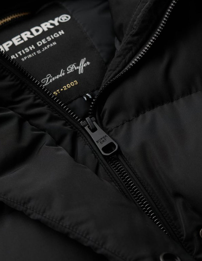 Abrigo Superdry Largo Negro Mujer
