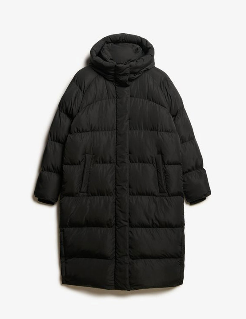 Abrigo Superdry Largo Negro Mujer