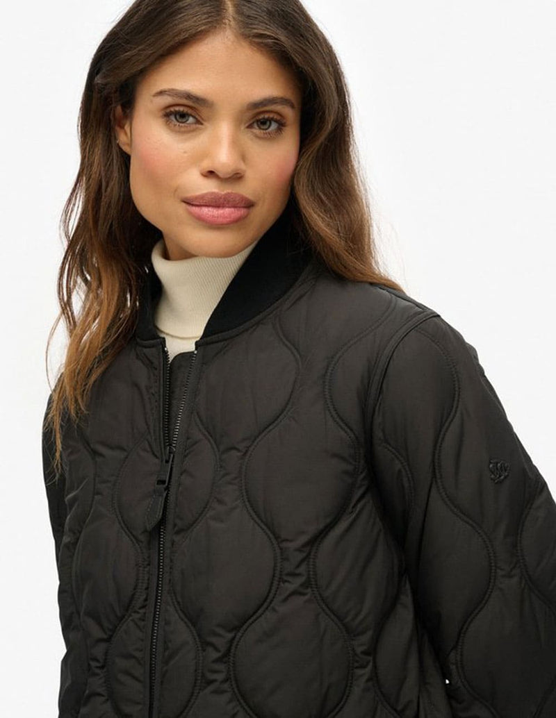 Chaqueta Larga Syperdry con Forro Acolchada Negra Mujer
