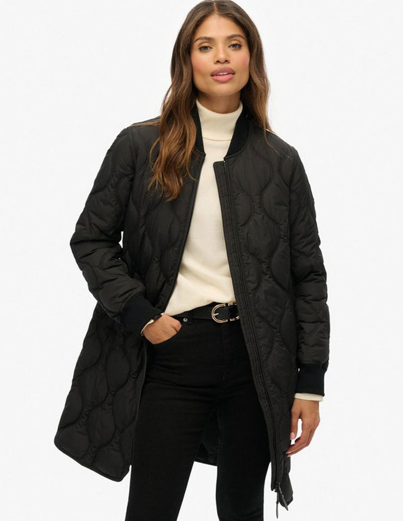Chaqueta Larga Syperdry con Forro Acolchada Negra Mujer