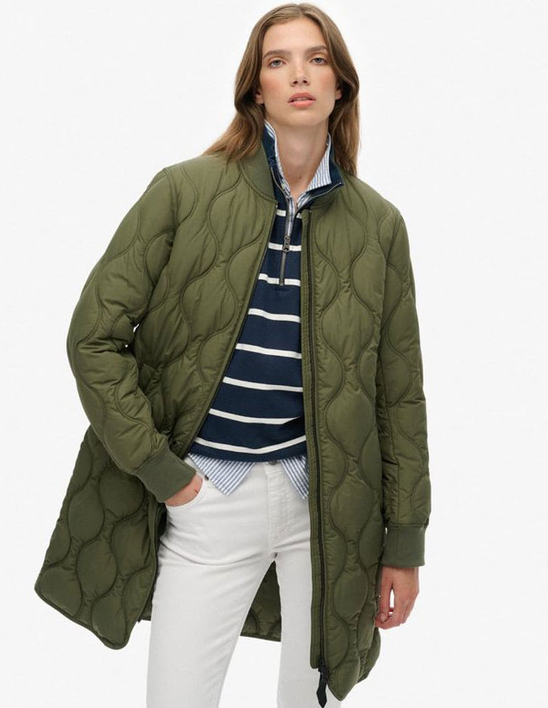 Chaqueta Larga Syperdry con Forro Acolchada Verde Mujer