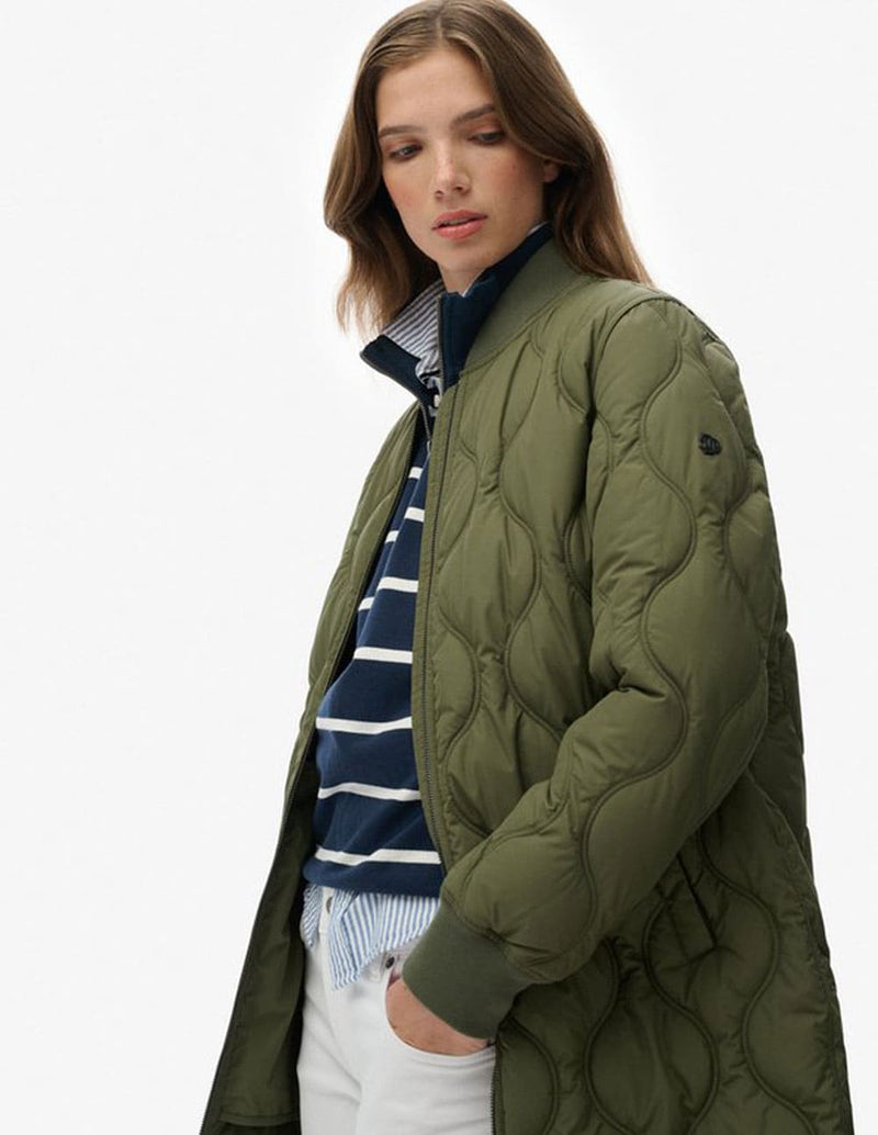 Chaqueta Larga Syperdry con Forro Acolchada Verde Mujer