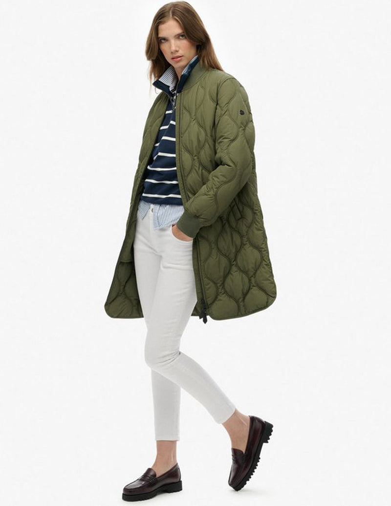 Chaqueta Larga Syperdry con Forro Acolchada Verde Mujer