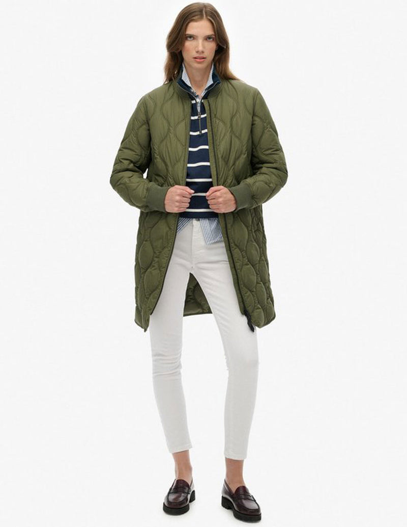 Chaqueta Larga Syperdry con Forro Acolchada Verde Mujer