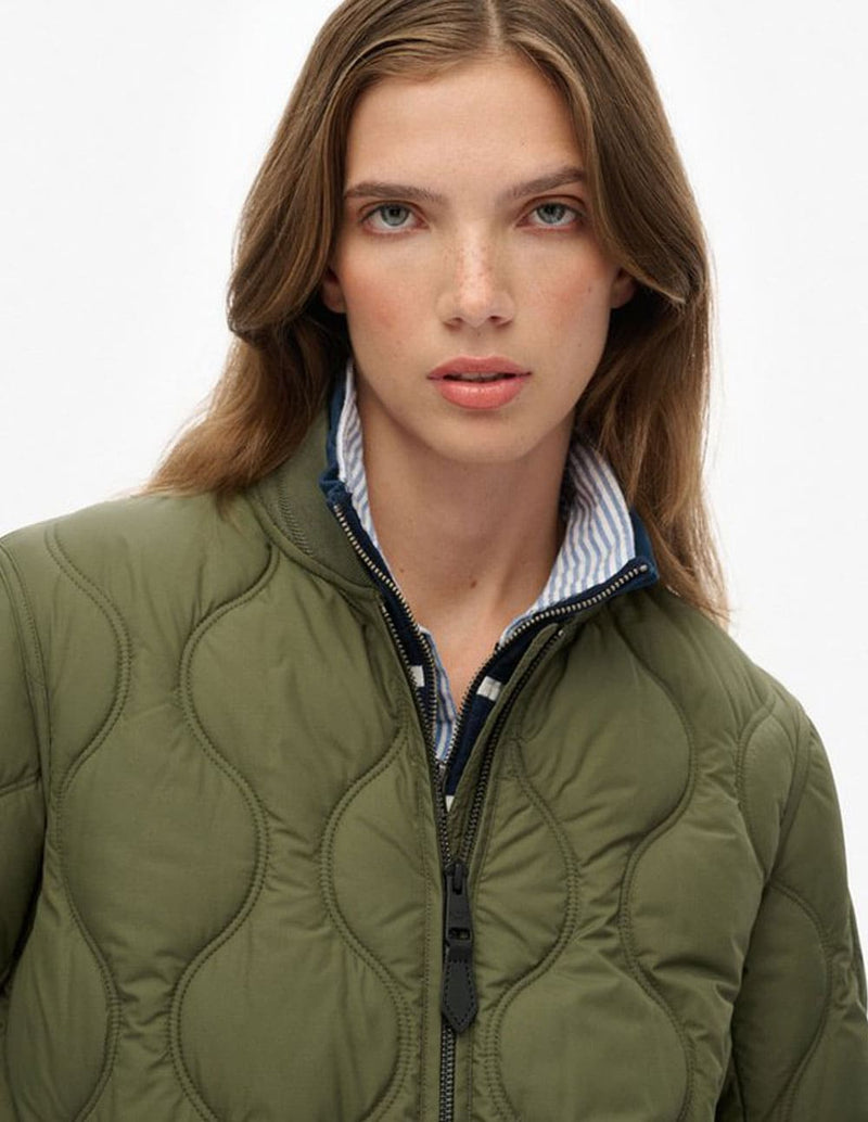 Chaqueta Larga Syperdry con Forro Acolchada Verde Mujer