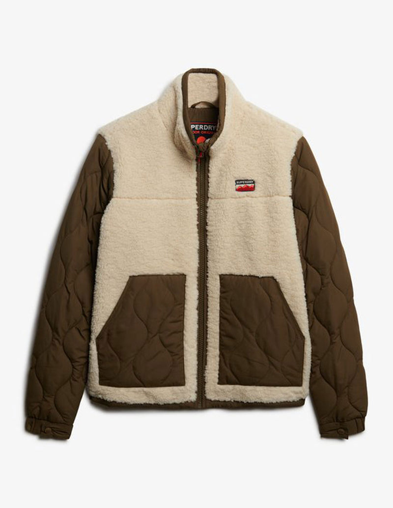 Chaqueta Superdry Híbrida de Borreguito Beige Mujer