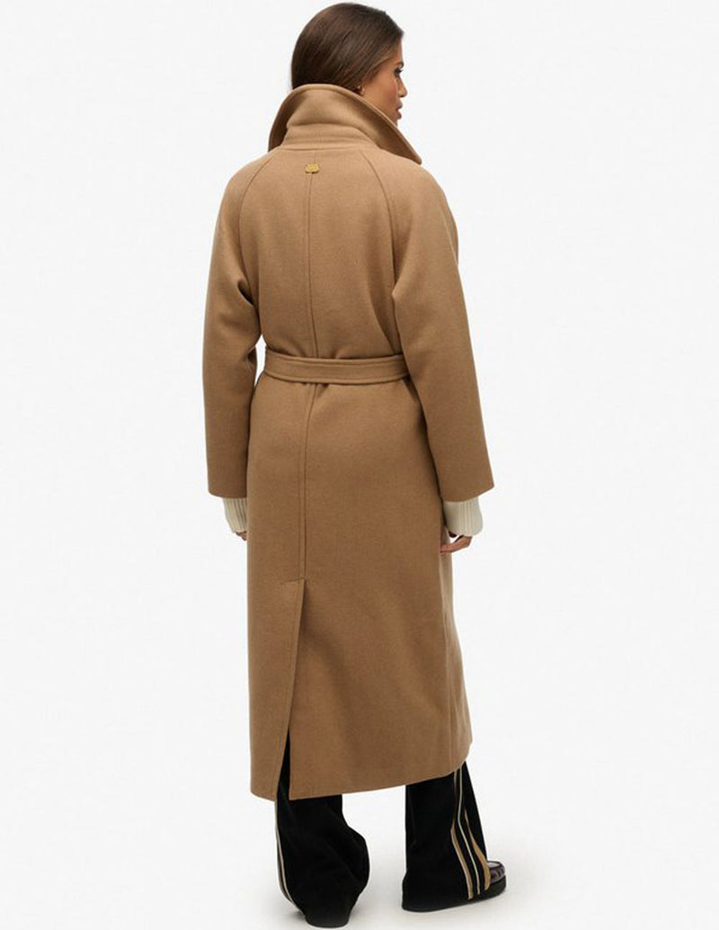 Abrigo Superdry de Lana Beige Mujer