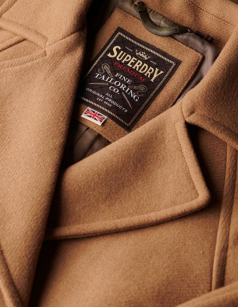 Abrigo Superdry de Lana Beige Mujer