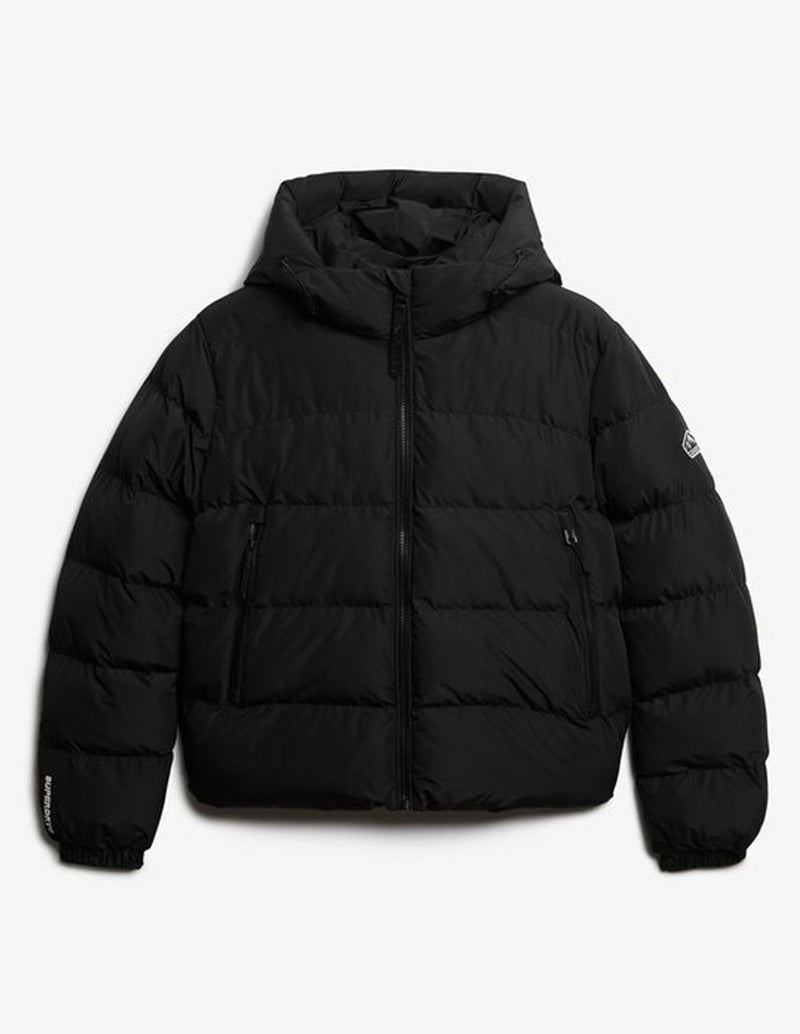 Chaqueta Acolchada Superdry con Capucha Negra Mujer