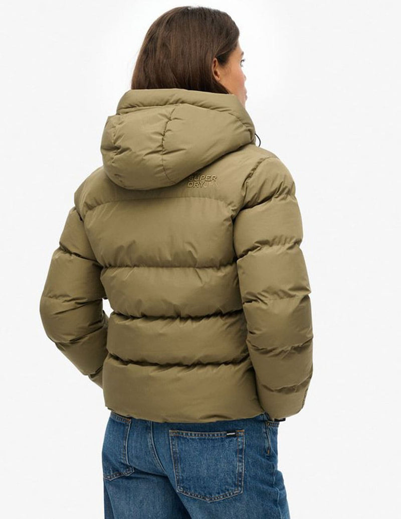 Chaqueta Acolchada Superdry con Capucha Verde Mujer