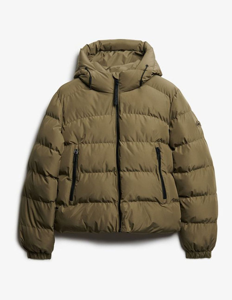 Chaqueta Acolchada Superdry con Capucha Verde Mujer