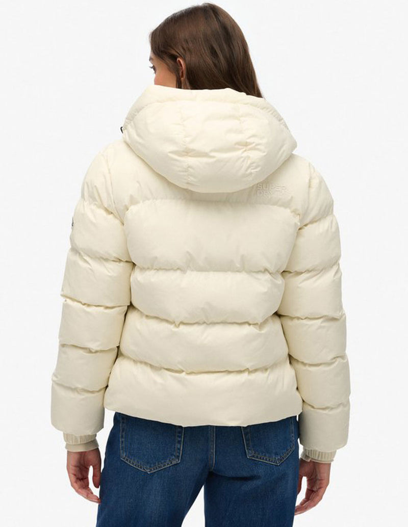 Chaqueta Acolchada Superdry con Capucha Blanca Mujer