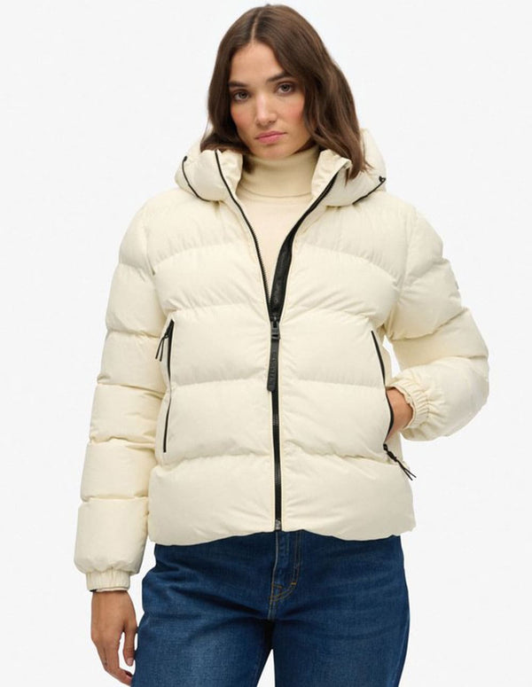 Chaqueta Acolchada Superdry con Capucha Blanca Mujer