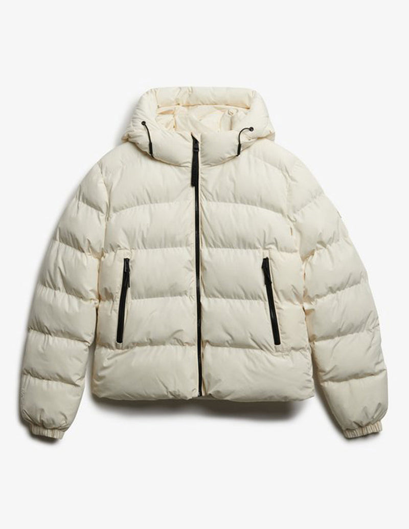 Chaqueta Acolchada Superdry con Capucha Blanca Mujer