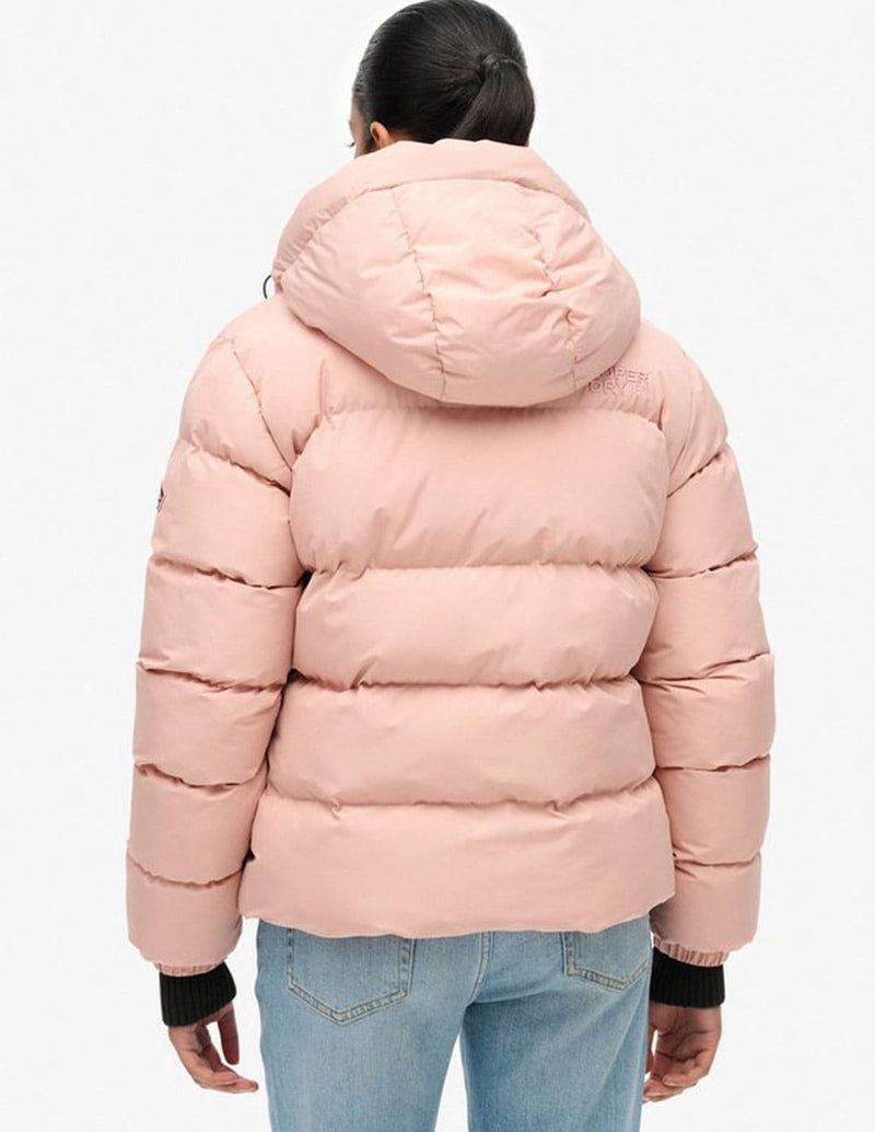 Chaqueta Acolchada Superdry con Capucha Rosa Mujer