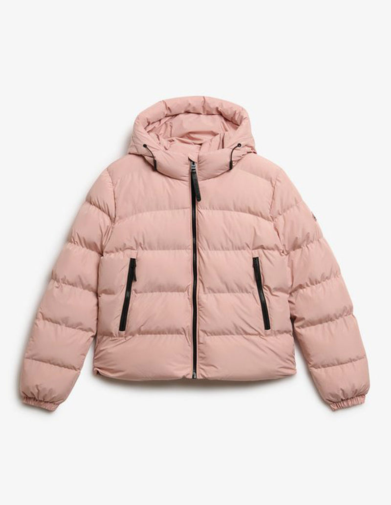 Chaqueta Acolchada Superdry con Capucha Rosa Mujer