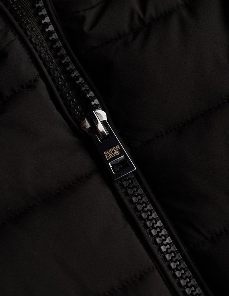 Parka Superdry Fuji con Capucha de Pelo Negra Mujer