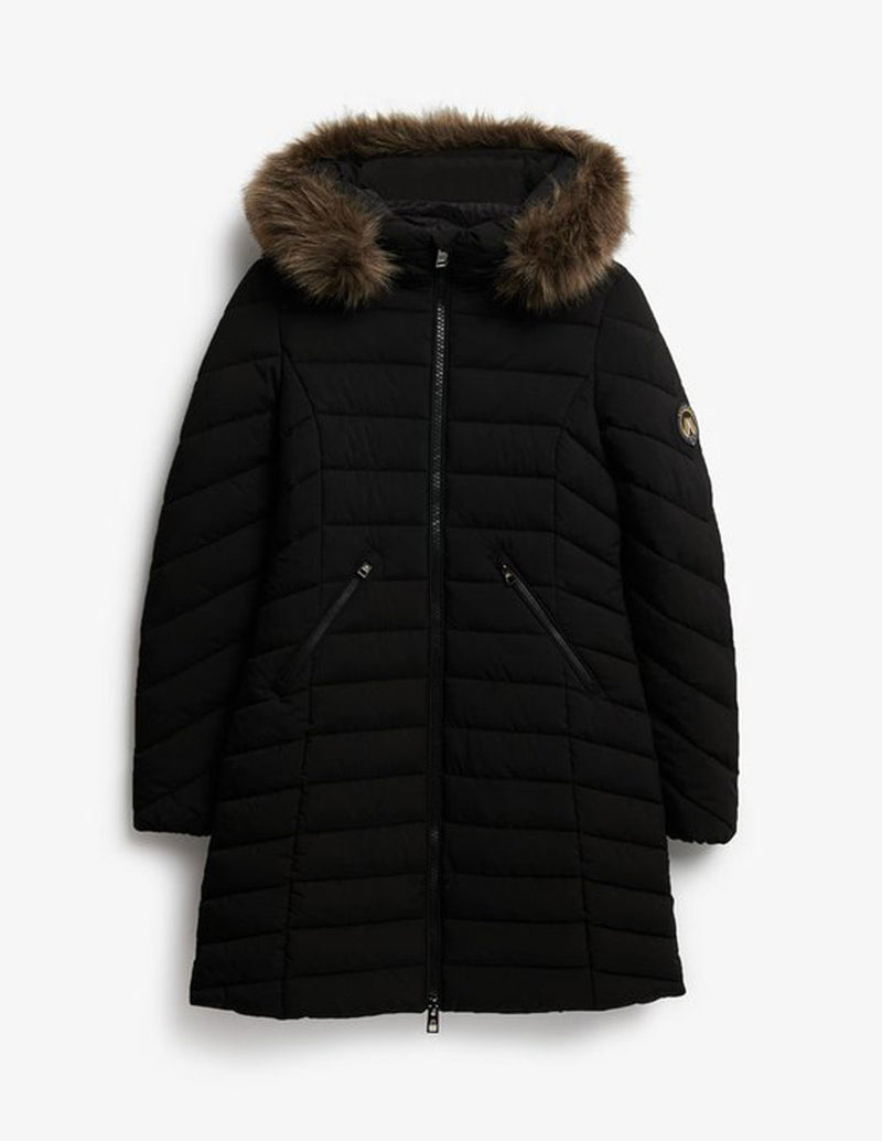 Parka Superdry Fuji con Capucha de Pelo Negra Mujer