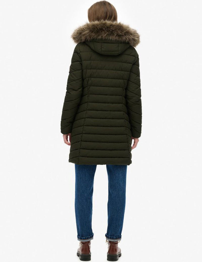Parka Superdry Fuji con Capucha de Pelo Verde Mujer