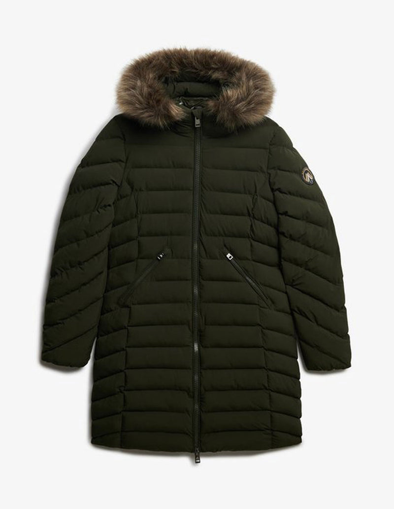 Parka Superdry Fuji con Capucha de Pelo Verde Mujer