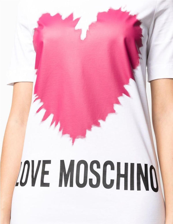 Love Moschino Huge Heart Pink White Women's Dress
