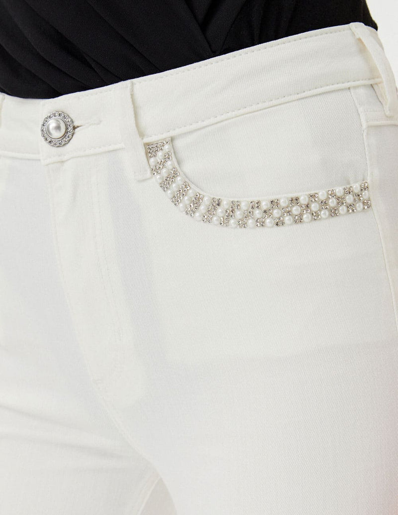 Pantalón GUESS Ajustado Blanco Mujer