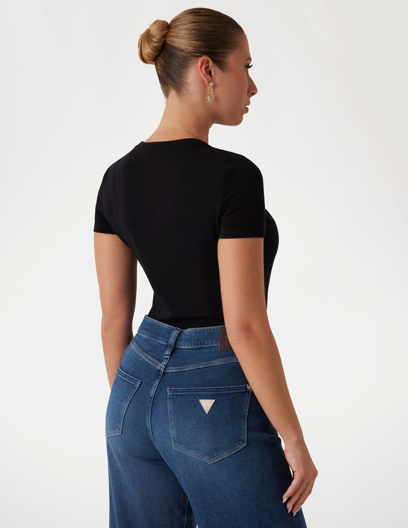 Camiseta GUESS con Logo Negra Mujer