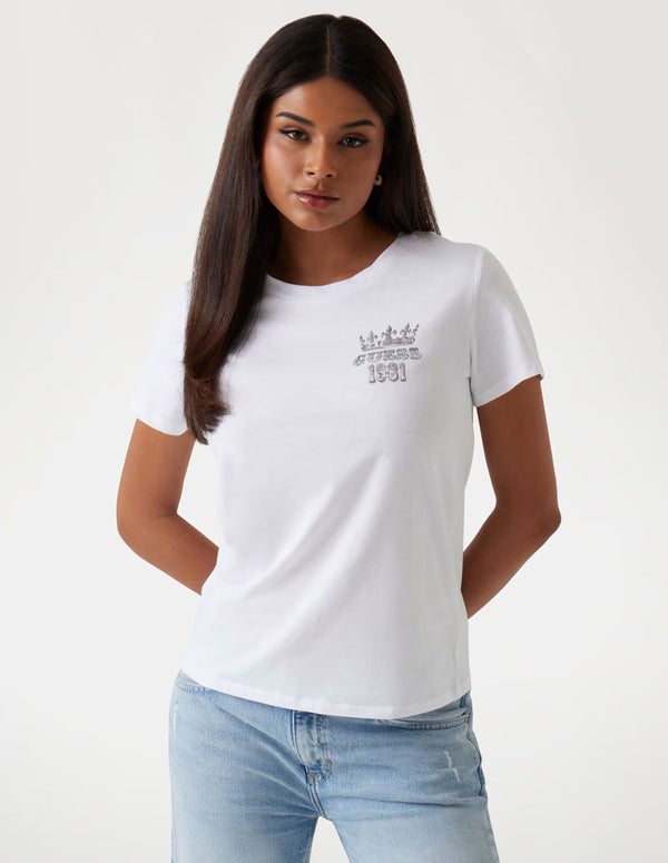 Camiseta GUESS con Estampado Blanca Mujer