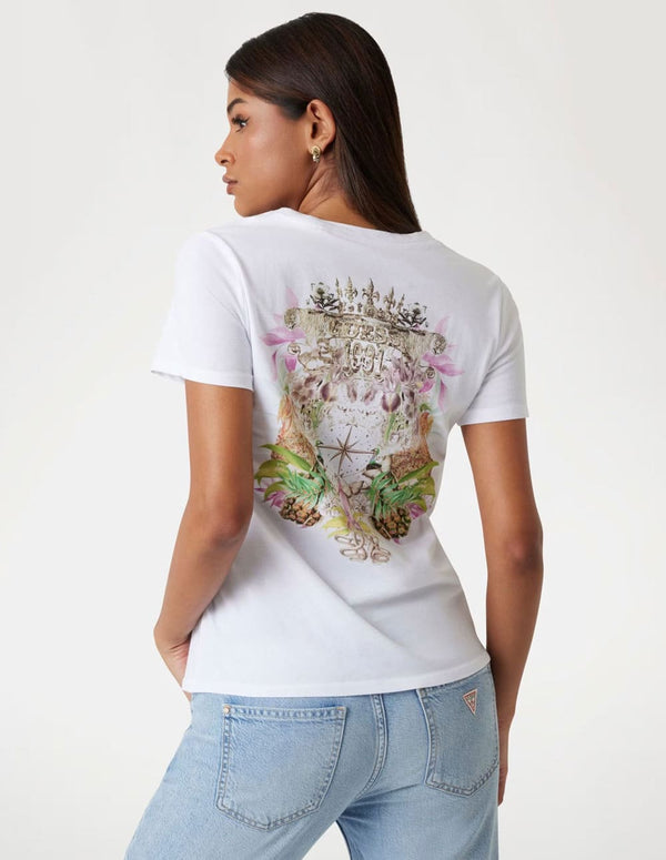 Camiseta GUESS con Estampado Blanca Mujer