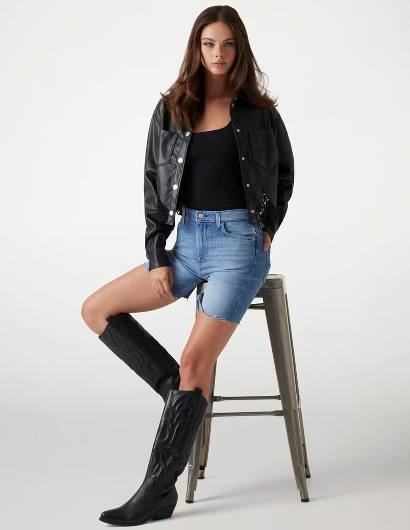 Chaqueta GUESS Cropped de Encaje Negra Mujer