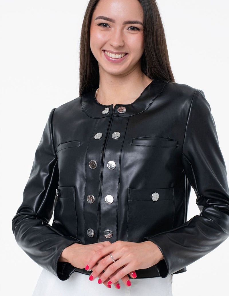Chaqueta GUESS de Piel Sintética Negra Mujer