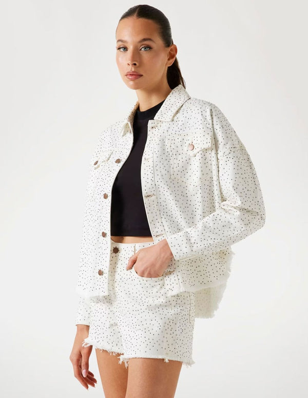 Chaqueta GUESS Denim con Lunares y Strass Blanca Mujer