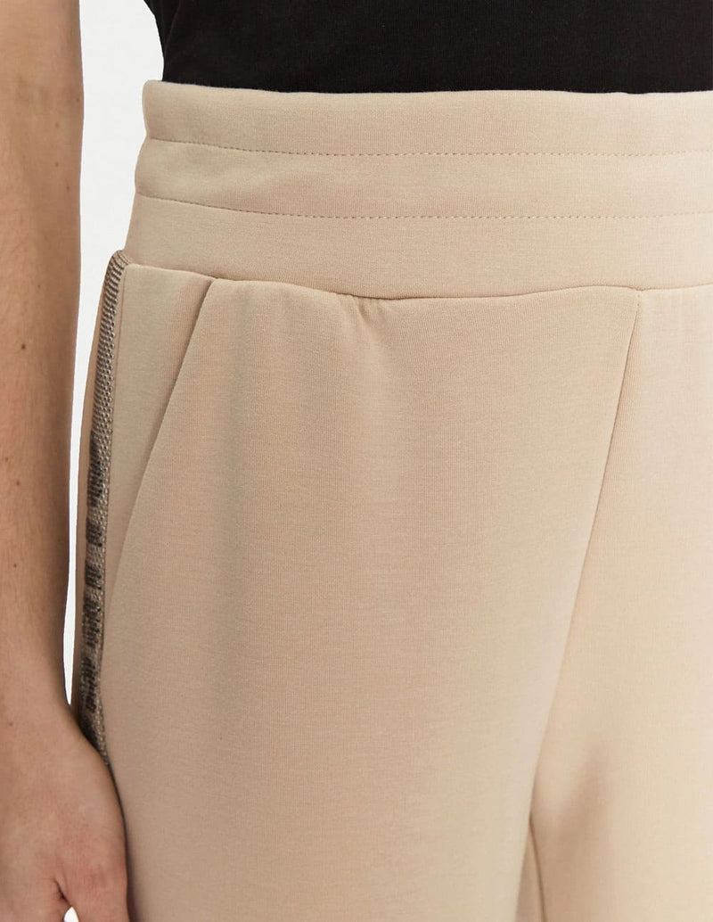 Pantalón GUESS con Logo en Laterales Beige Mujer