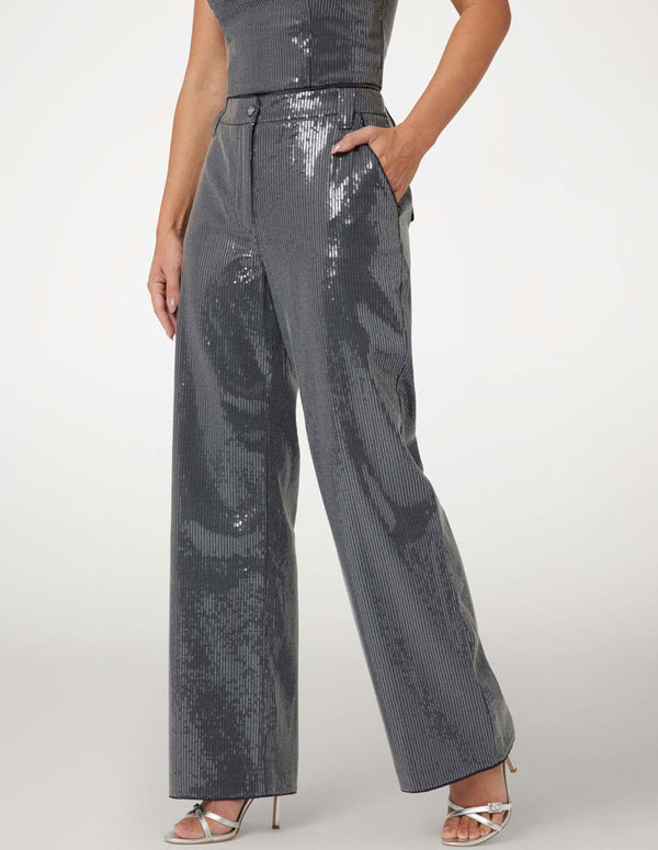Pantalón GUESS Cassia de Lentejuelas Gris Mujer