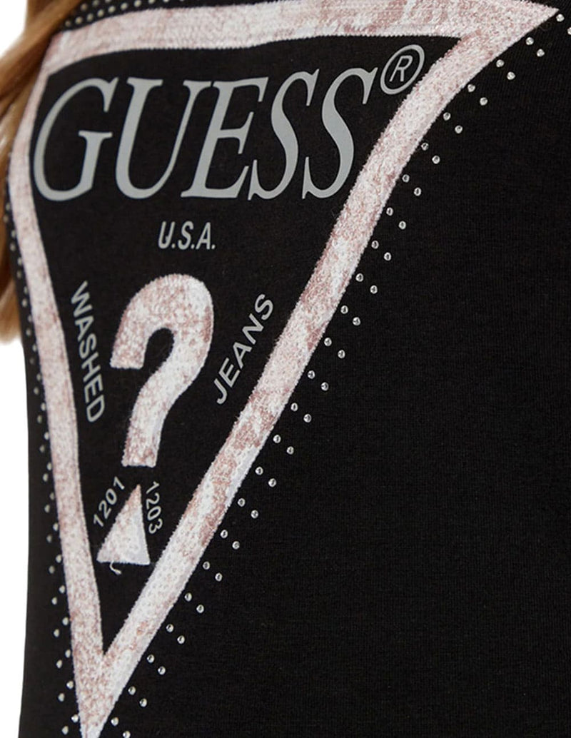 Camiseta GUESS con Logo Triángulo Negra Mujer