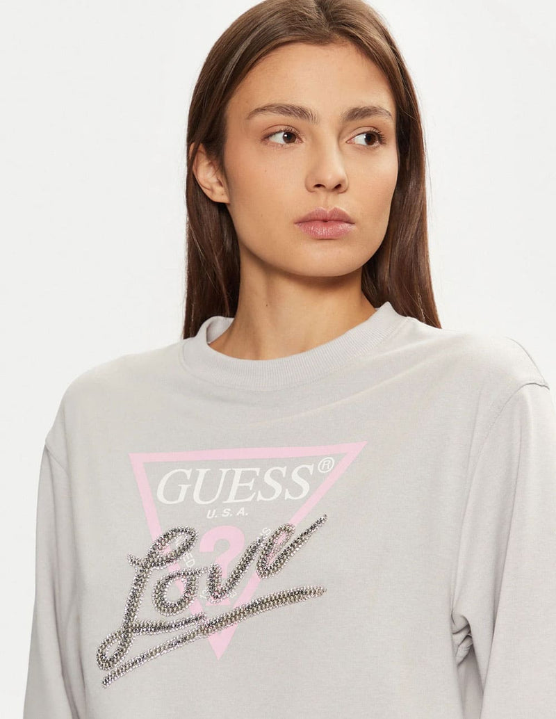 Sudadera GUESS Logo Icon Gris Mujer