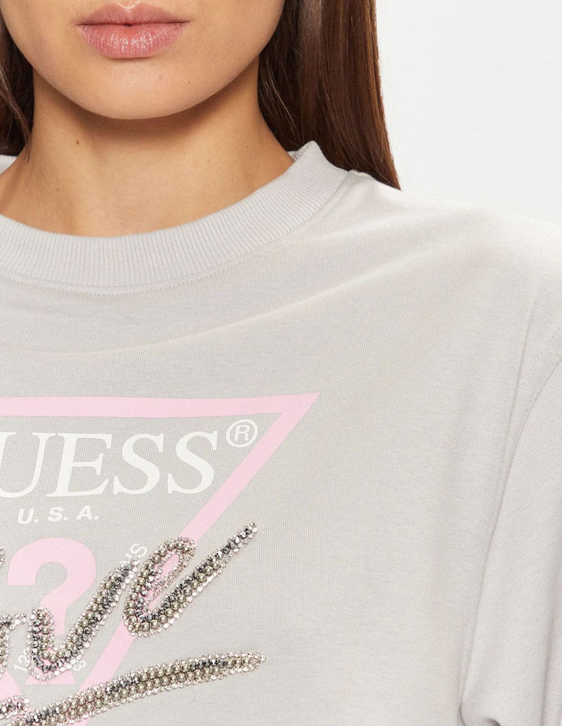 Sudadera GUESS Logo Icon Gris Mujer