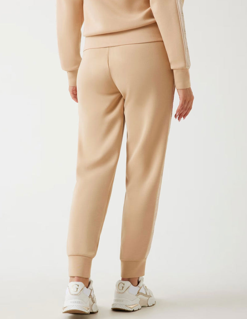 Pantalón GUESS de Neopreno con Banda Logo Beige Mujer