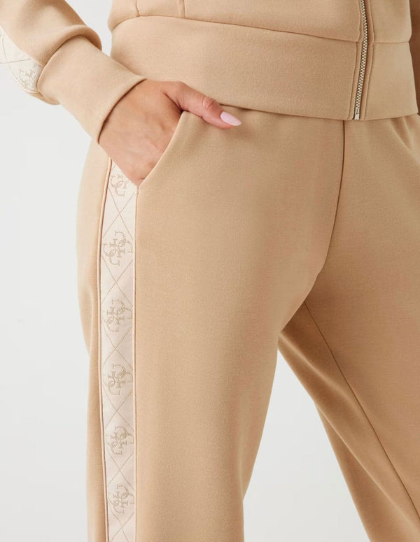 Pantalón GUESS de Neopreno con Banda Logo Beige Mujer