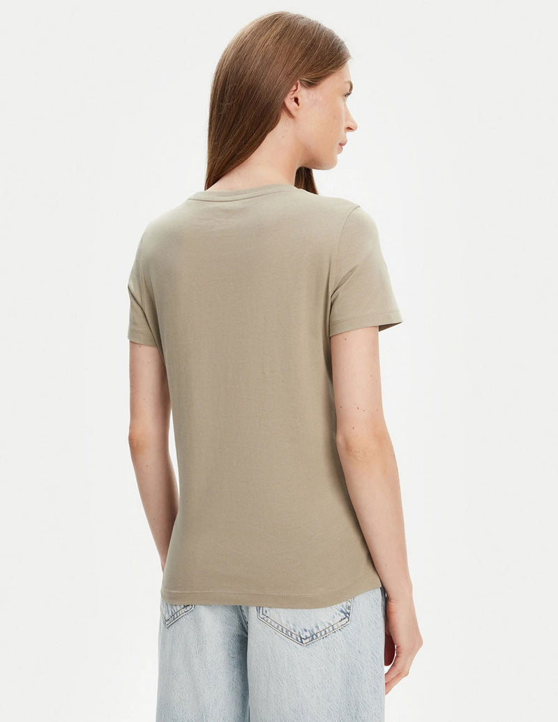 Camiseta GUESS con Logo de Perlas Verde Mujer