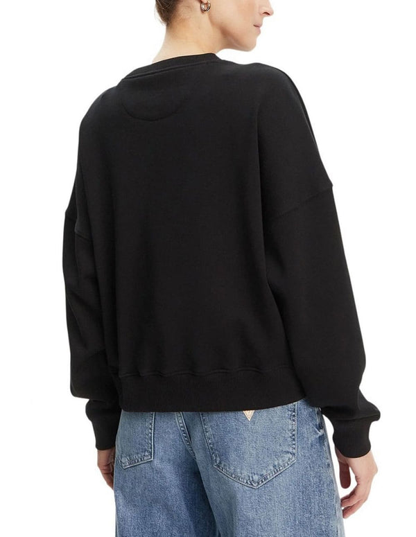 Sudadera GUESS con Logo Triángulo Negra Mujer