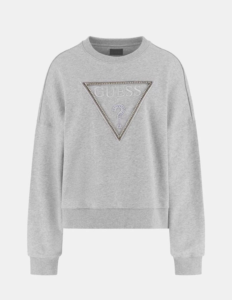 Sudadera GUESS con Logo Triángulo Gris Mujer